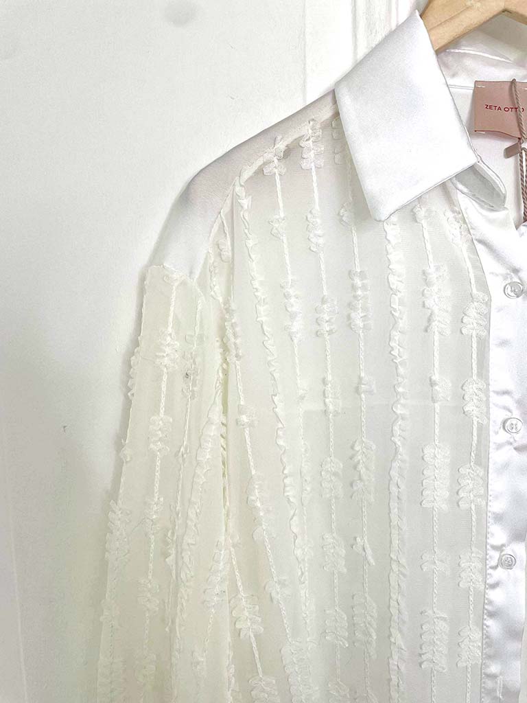Textured Sheer Classic Shirt - Winter White
