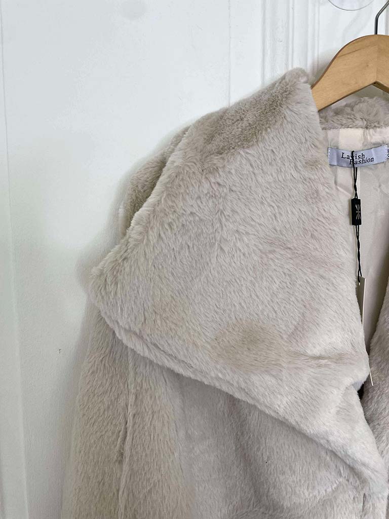 Luxe Faux Fur Jacket - Stone