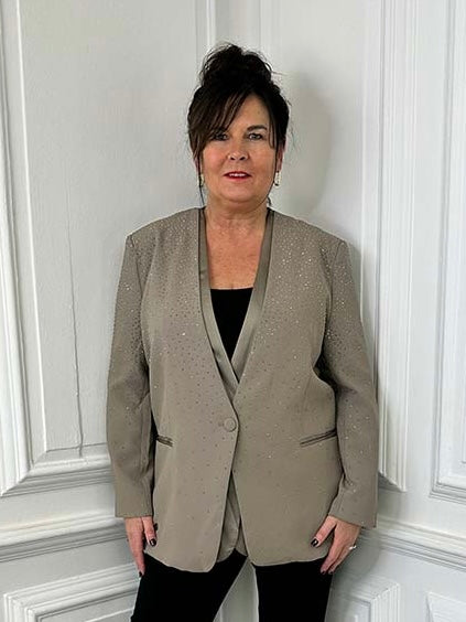 Malissa J Graduated Stud Blazer - Stone