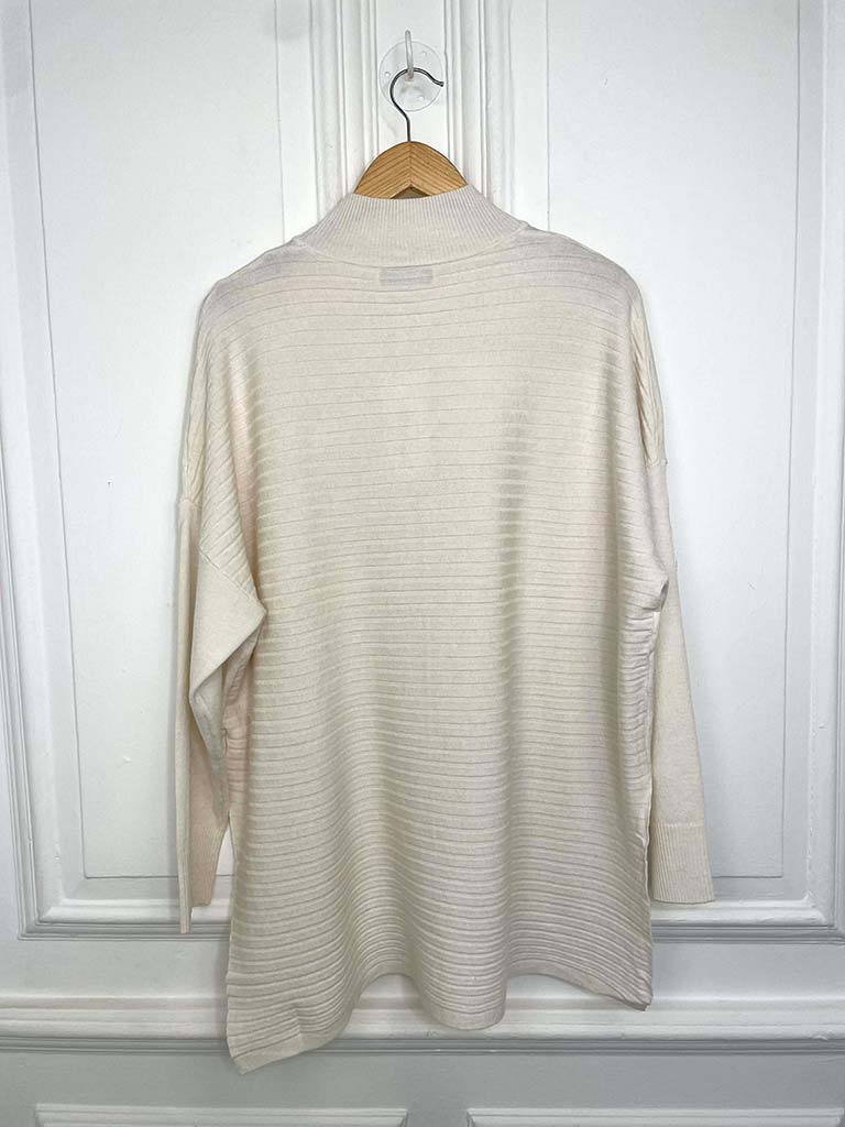 High Neck Ribbed Back Knit - Parchment