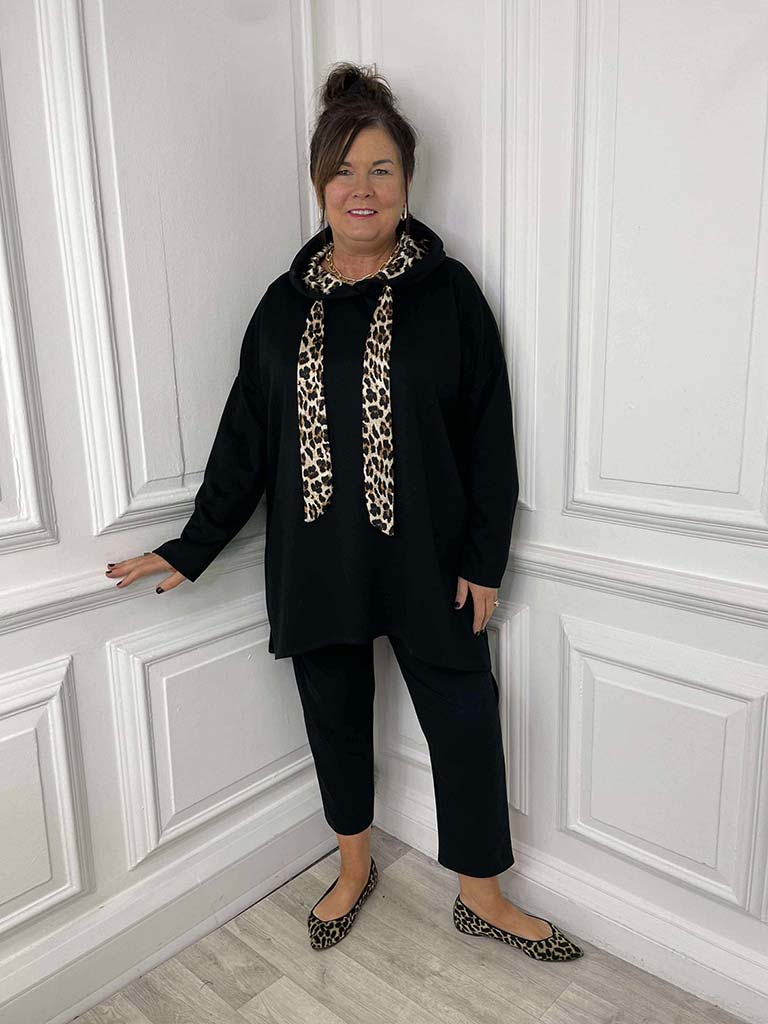 Supersoft Jersey Hoodie - Black Leopard