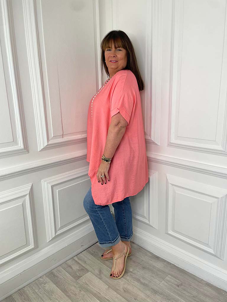 Dipped Swing Tunic - Coral