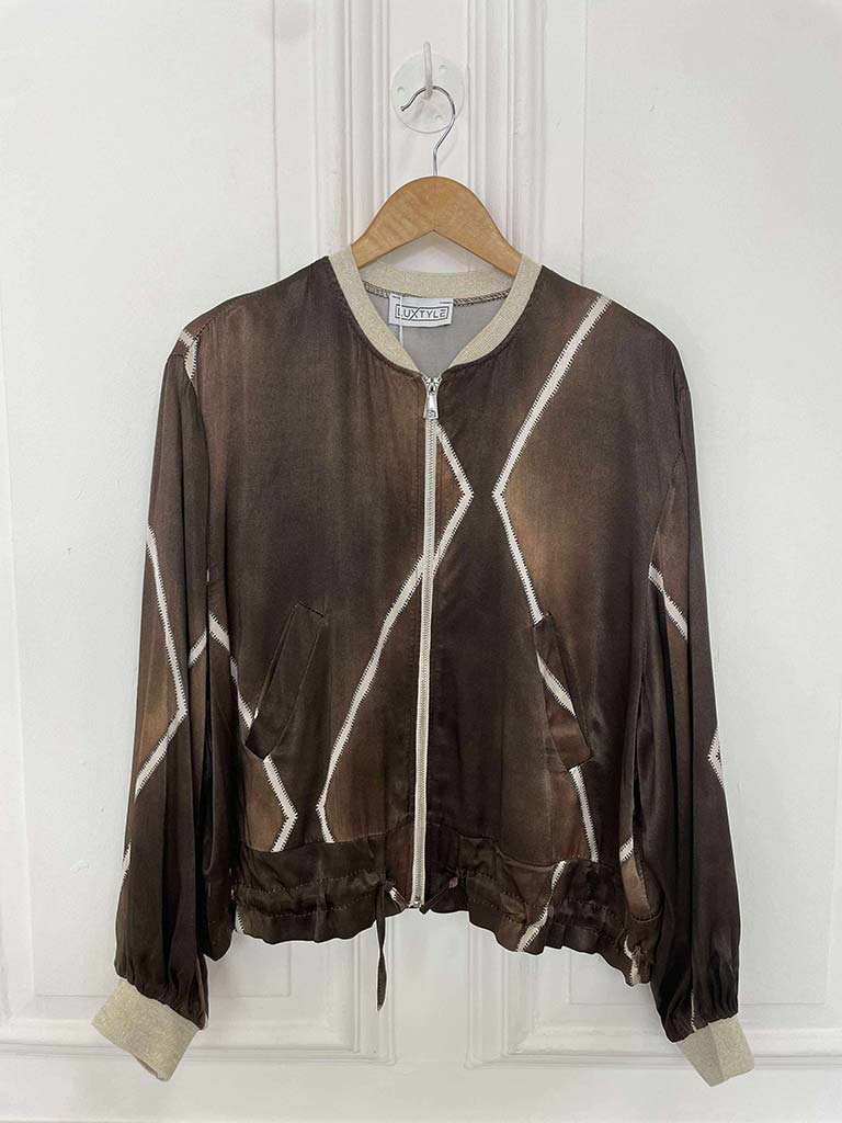 Harlequin Bomber Jacket - Chocolate