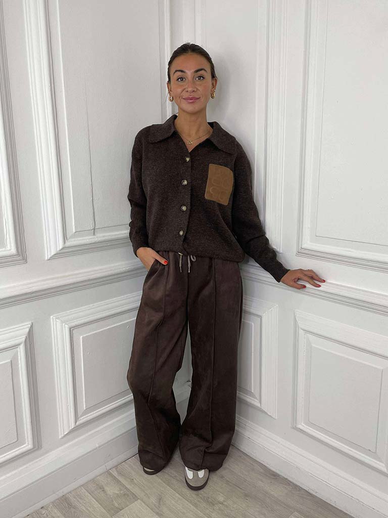 Love Pocket Knitted Jacket - Chocolate