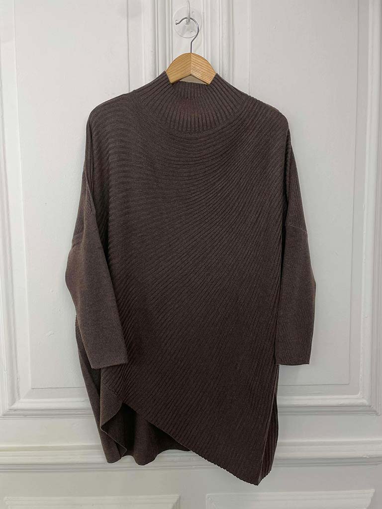 Ribbed Tunic Knit - Chocolate