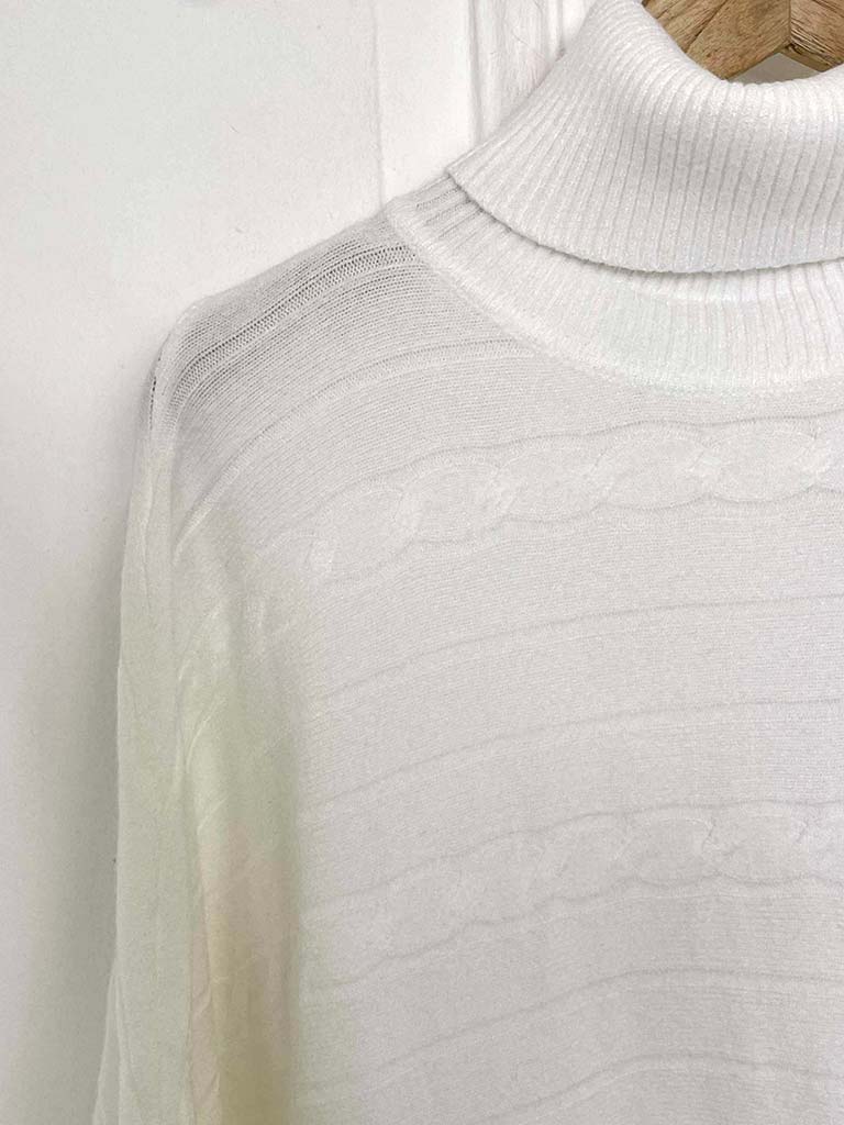 Cable Ribbed Polo Knit - Winter White