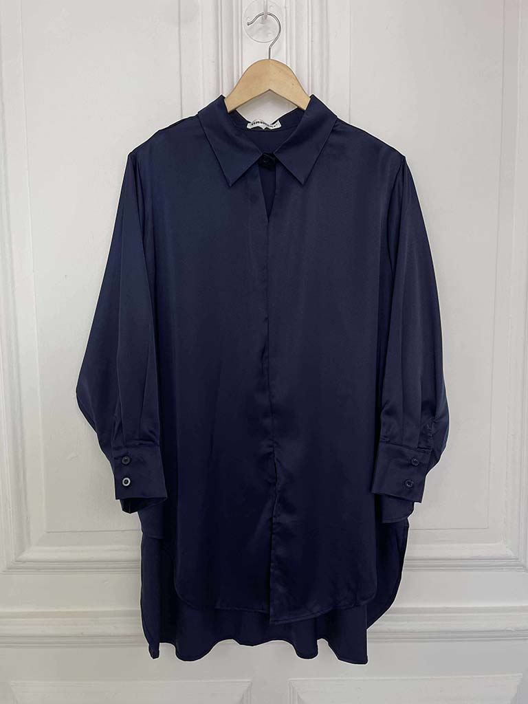 Lusso Silk Feel Shirt - Navy