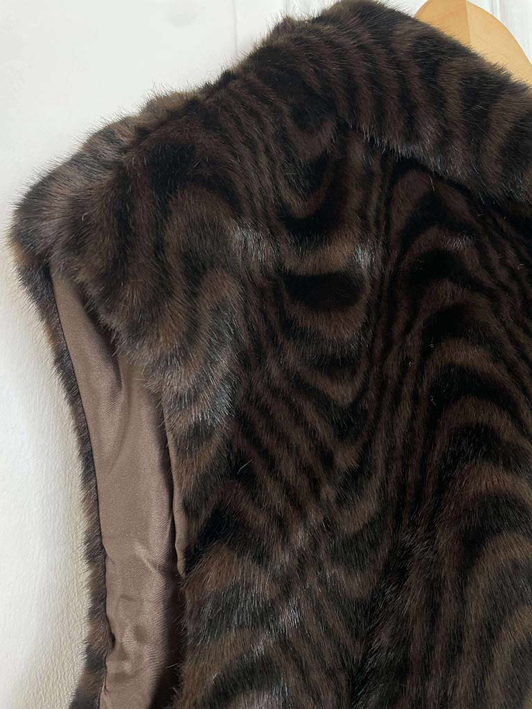 Malissa J Faux Fur Long Luxe Gilet - Swirl