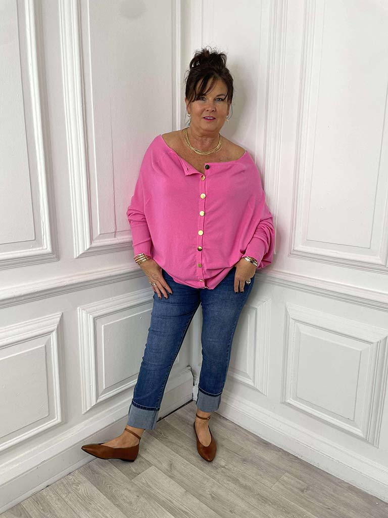Malissa J Button Back Knit - Pink
