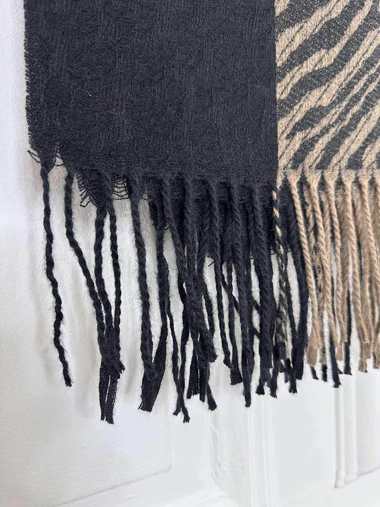 Animal Print Scarf - Black Mix