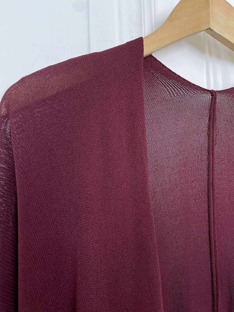 Fine Knit Kimono - Merlot