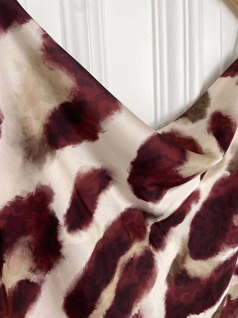 Leopard Draped Cami - Burgundy