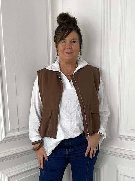 Bubble Hem Gilet - Chocolate