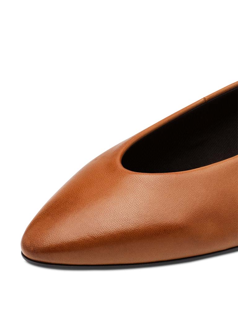 Tamaris Leather Ballet Flats - Cognac