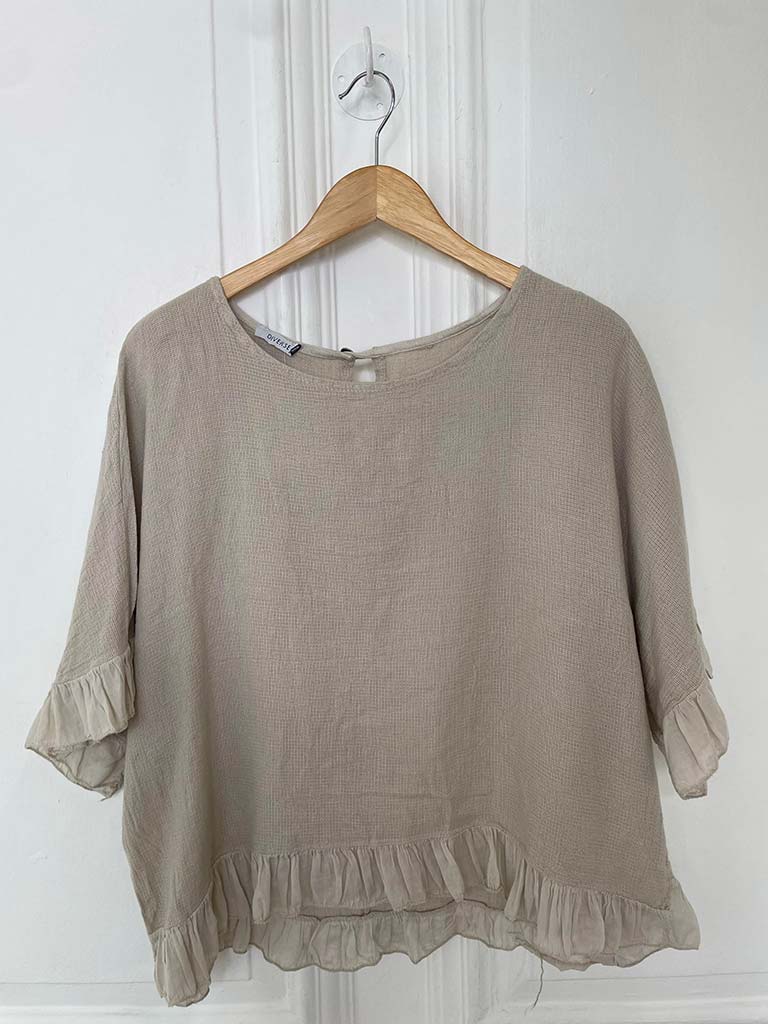 Cotton Frill Top - Stone
