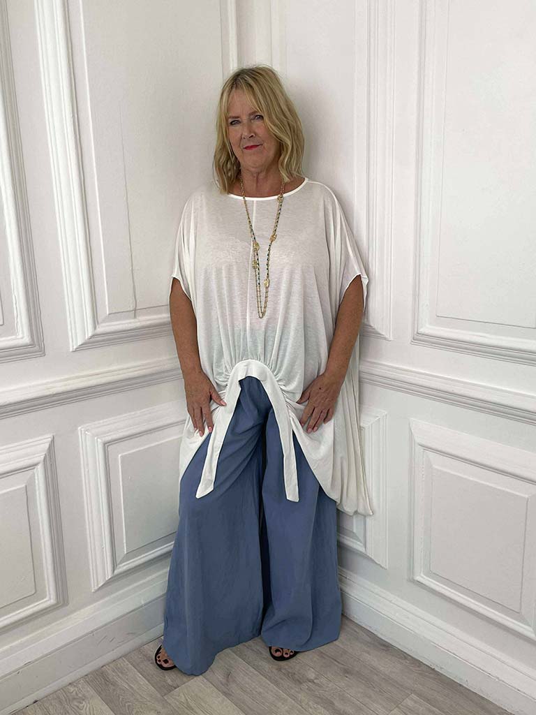 Malissa J Scooped Ruched Top - Warm White