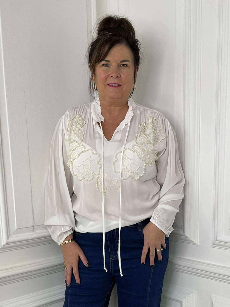 Rose Pearl Blouse - Warm White