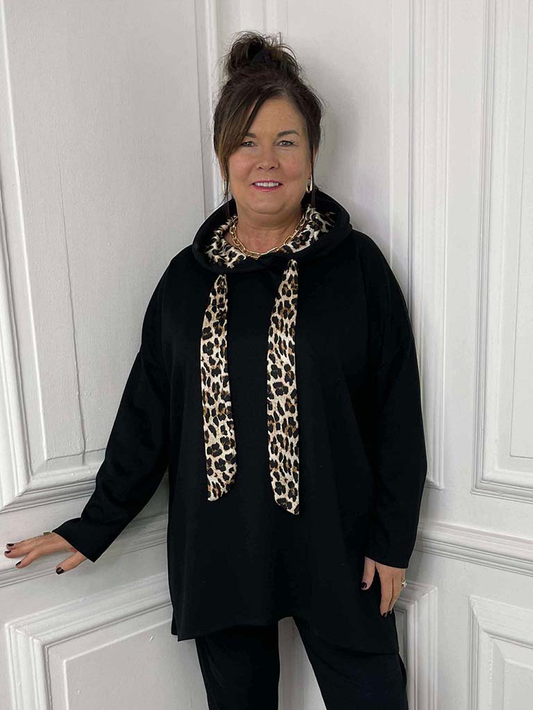Supersoft Jersey Hoodie - Black Leopard