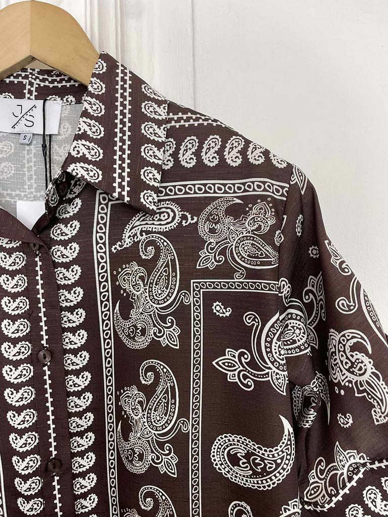 Paisley Boxy Shirt - Espresso