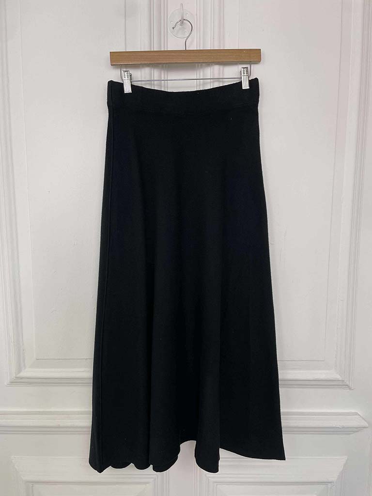 Knitted A-Line Skirt - Black