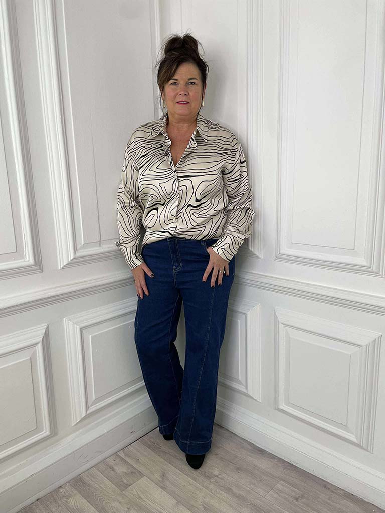 Swirl Silk Feel Shirt - Ivory