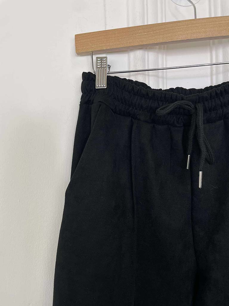 Suede Feel Joggers - Black