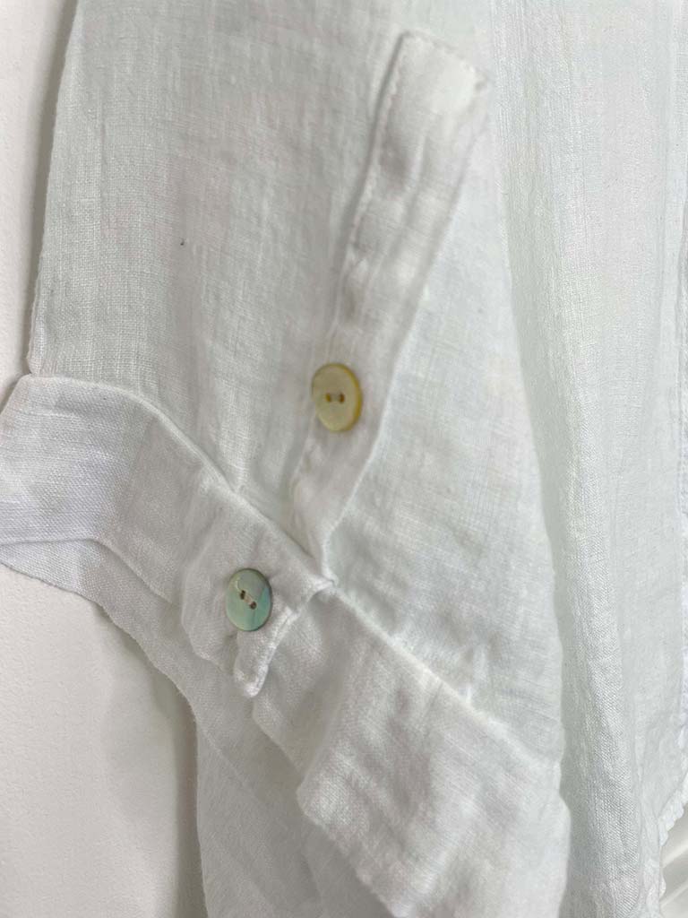 Linen Batwing Shirt Jacket - White