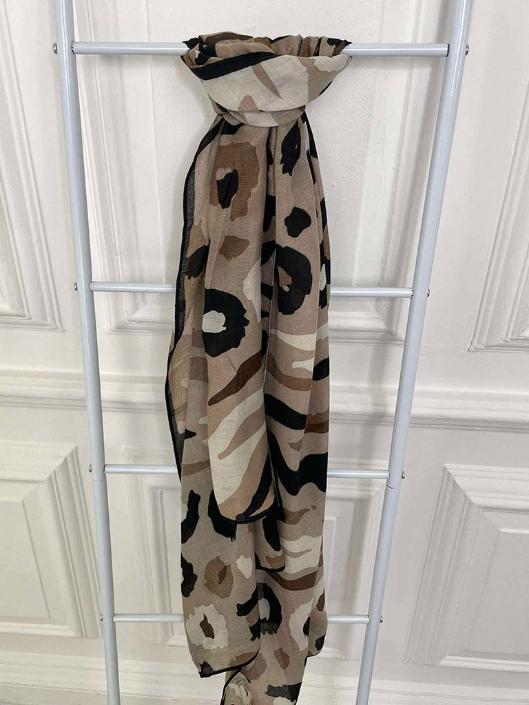 Animal Print Scarf - Latte
