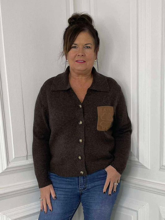 Love Pocket Knitted Jacket - Chocolate