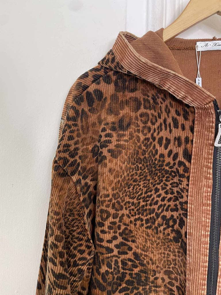 Leopard Cord Hooded Jacket