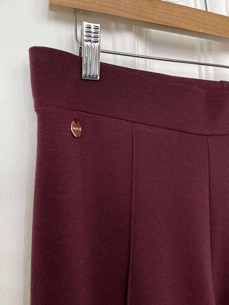 Malissa J Wide Leg Ponte Trousers - Wine