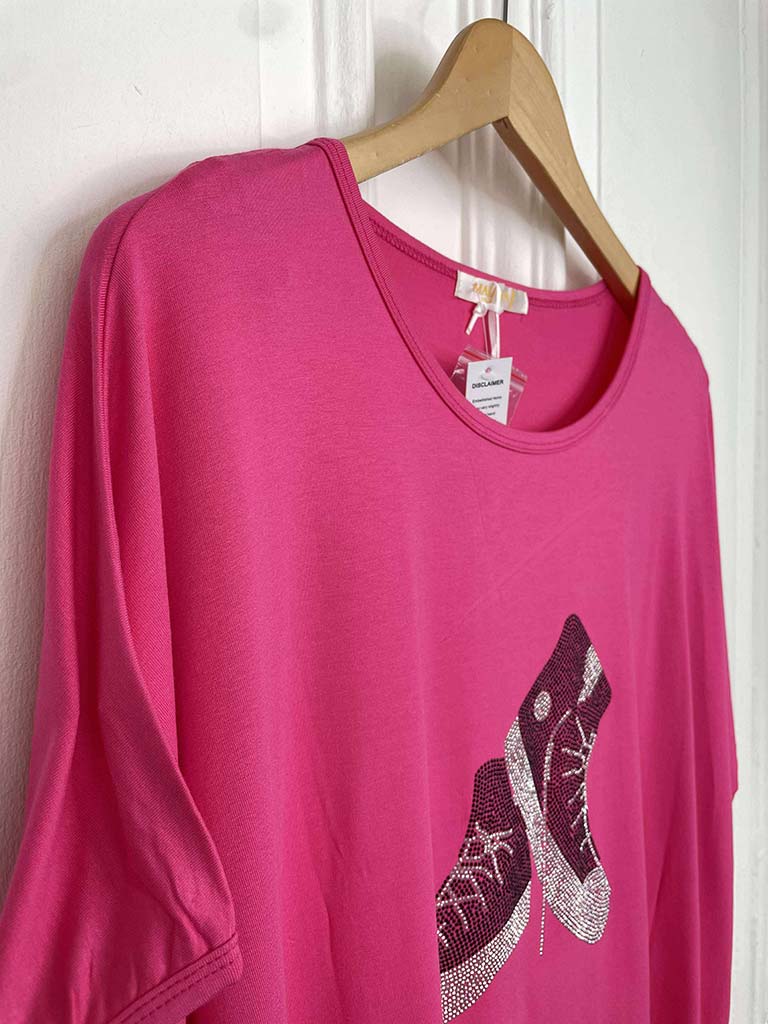 Malissa J Studded High Top Tee - Hot Pink