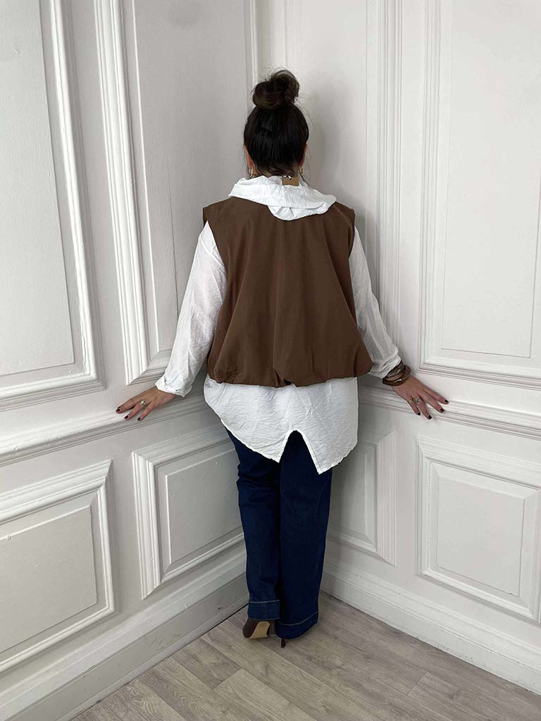 Bubble Hem Gilet - Chocolate