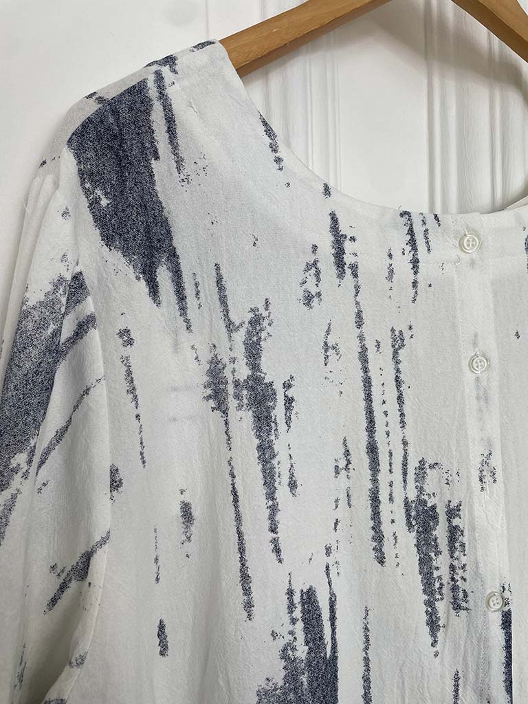 Ink Print Swing Tunic - Navy