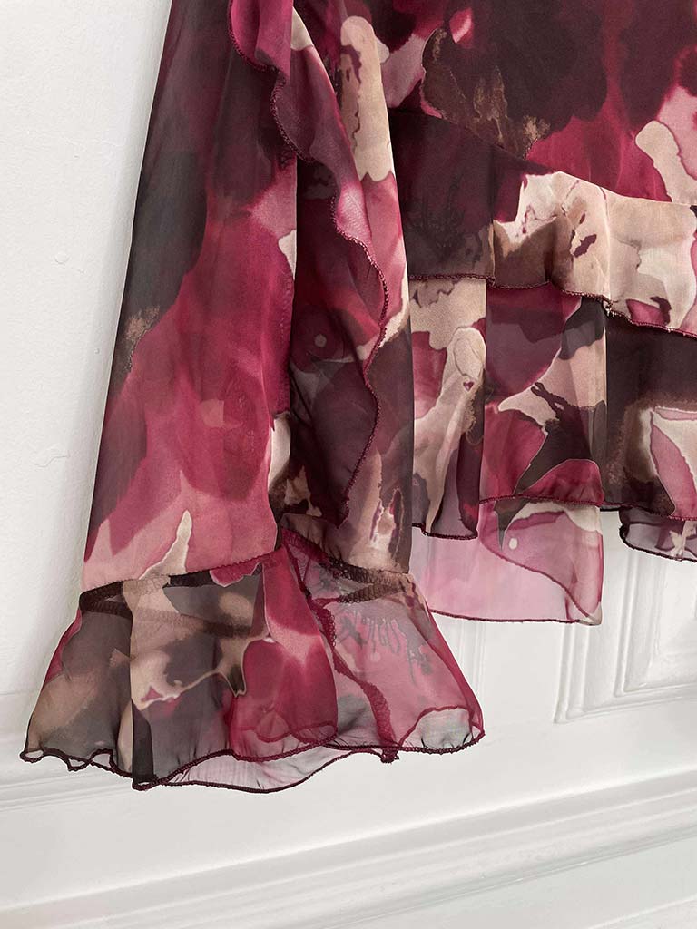 Vintage Floral Smock Top - Burgundy