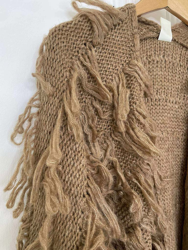 Slouchy Shaggy Cardigan - Caramel