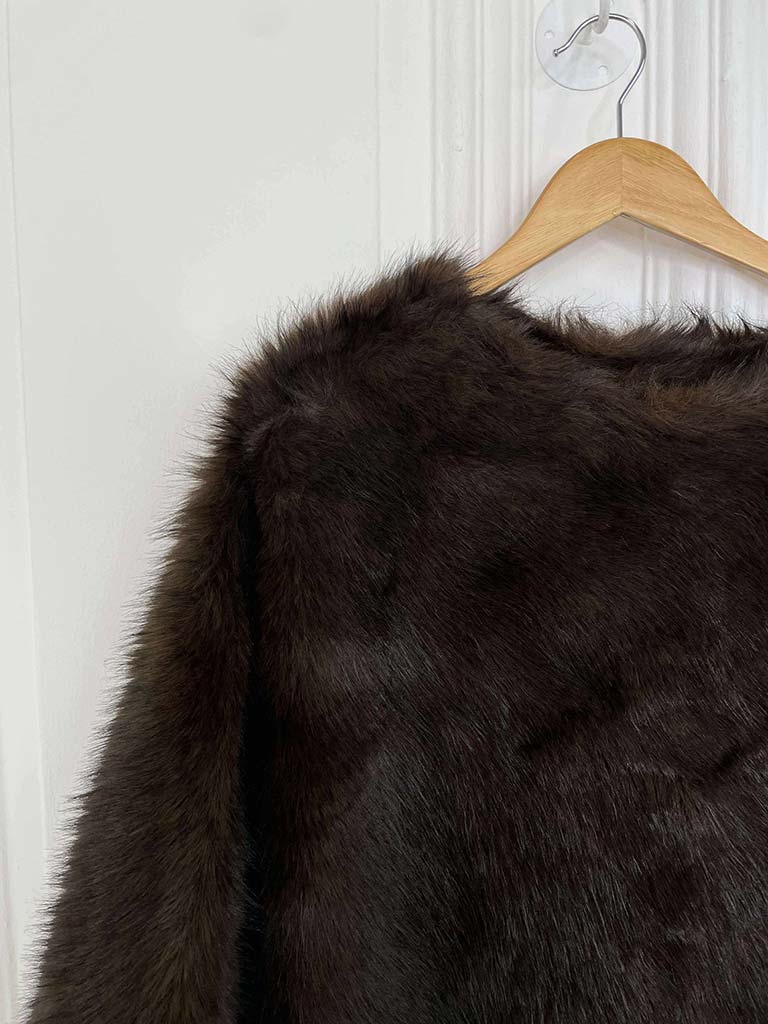 Faux Fur Poncho - Chocolate