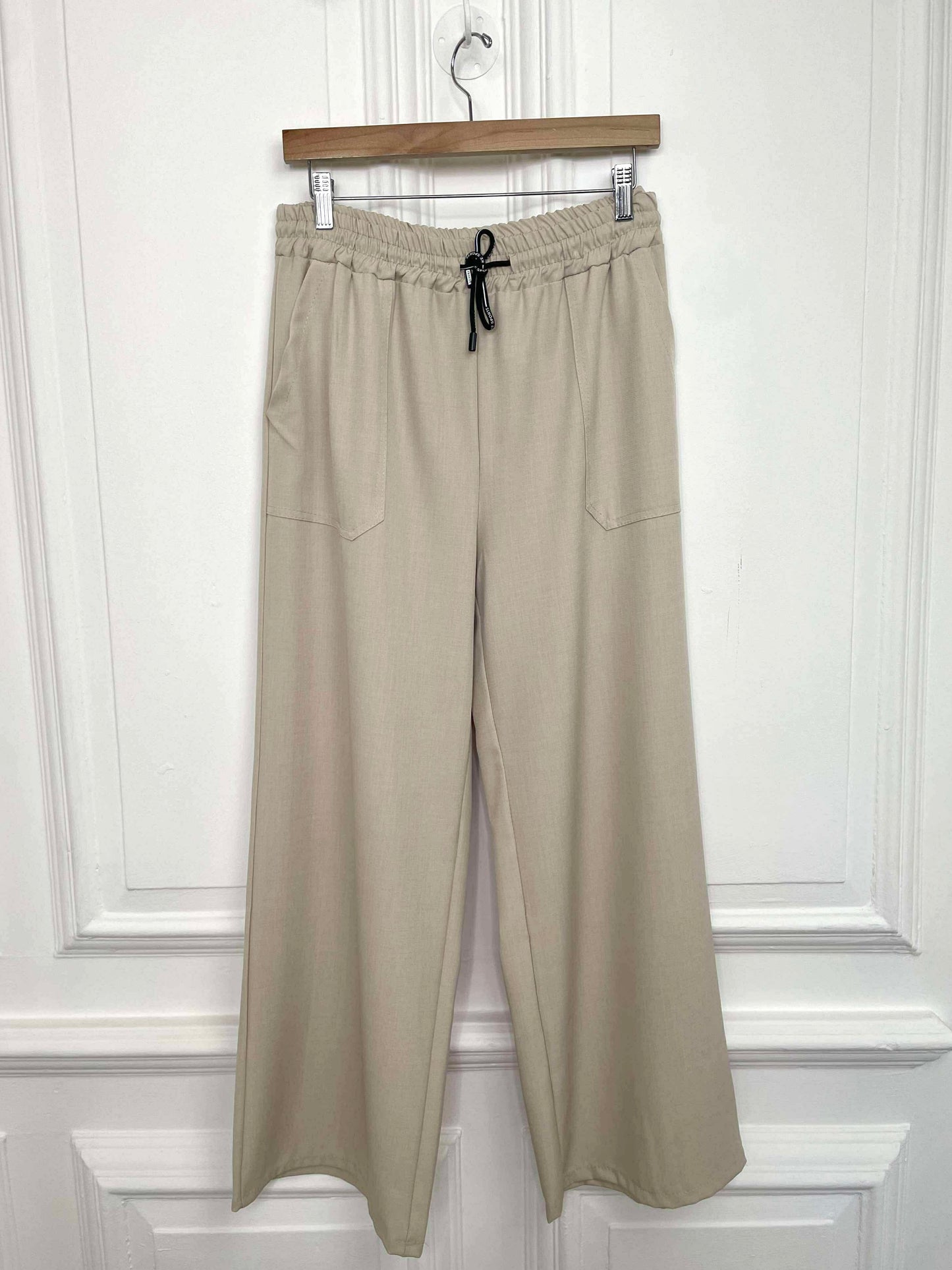 Sports Luxe Wide Leg Trousers - Stone