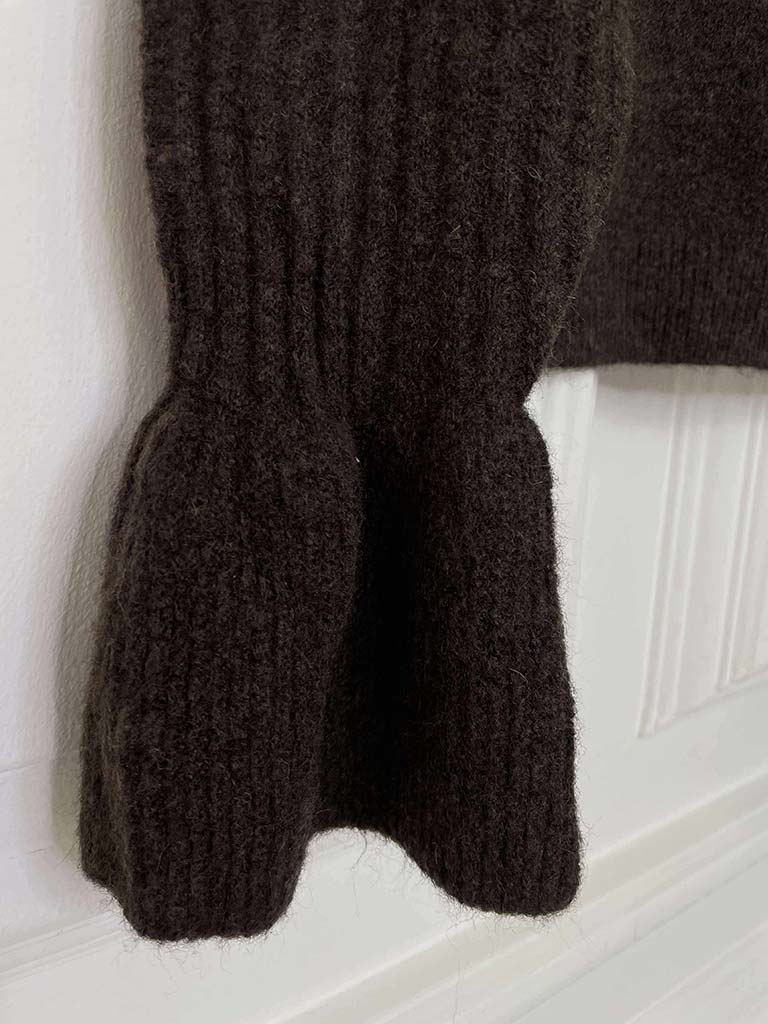 Ruffle Cuff Cardigan - Chocolate