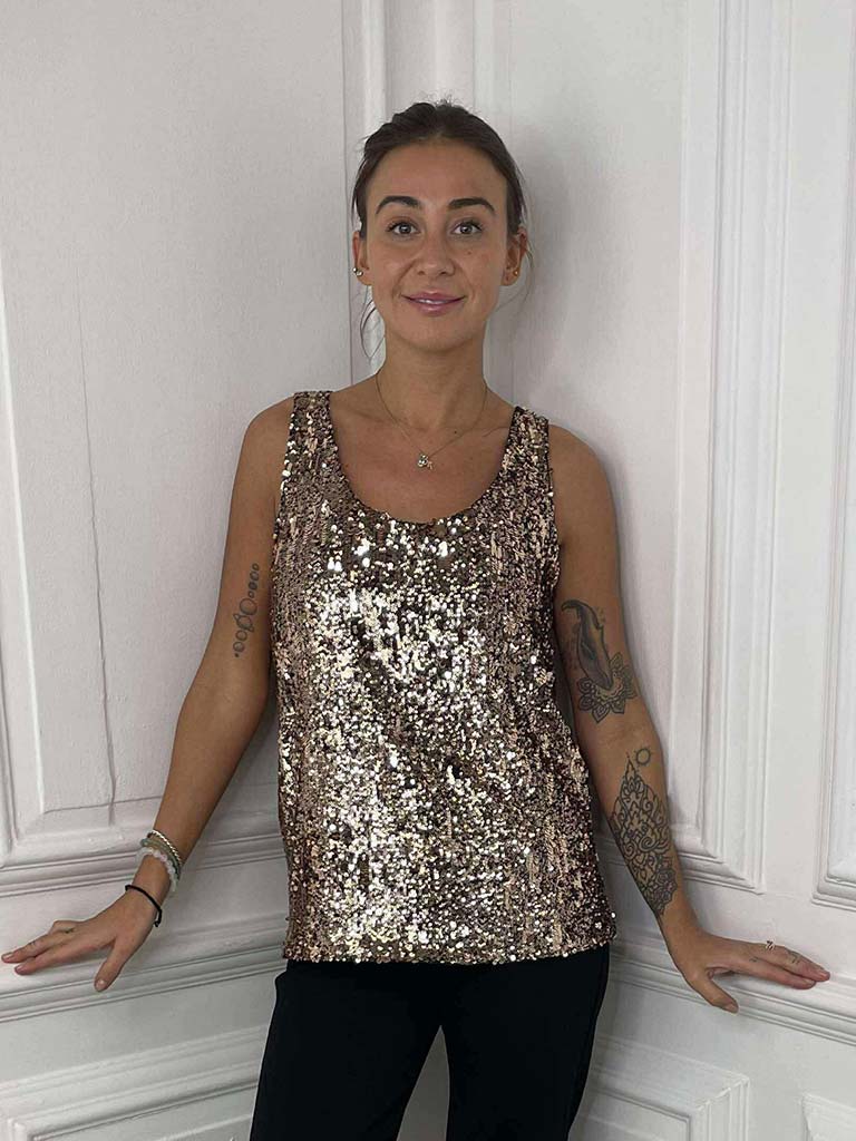 Sequin Vest - Rose Gold