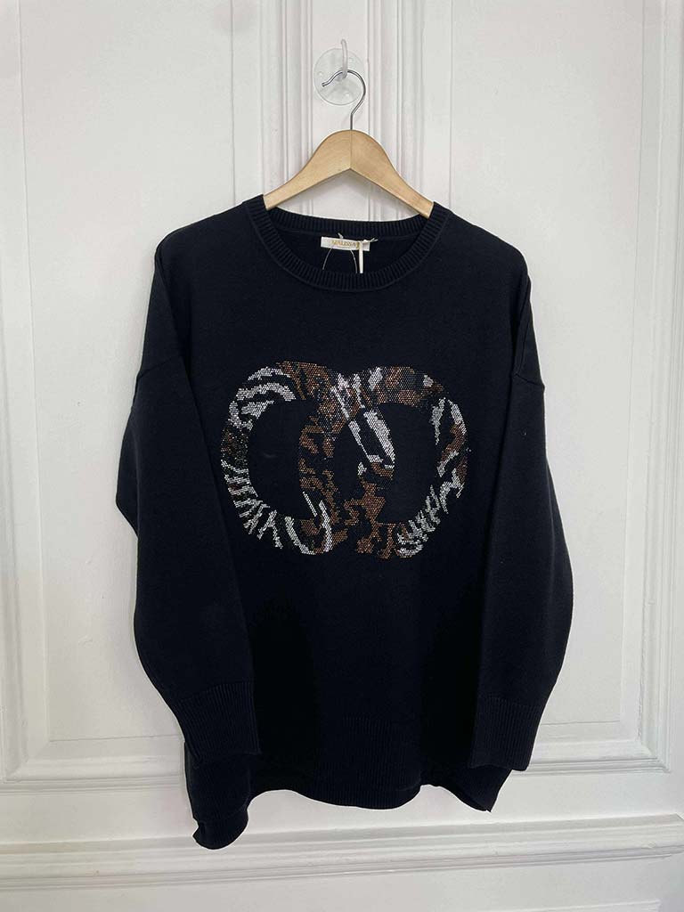 Malissa J Studded Link Knit - Black