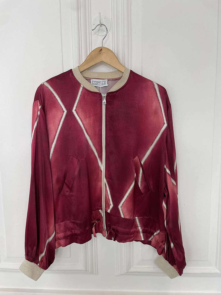 Harlequin Bomber Jacket - Ruby