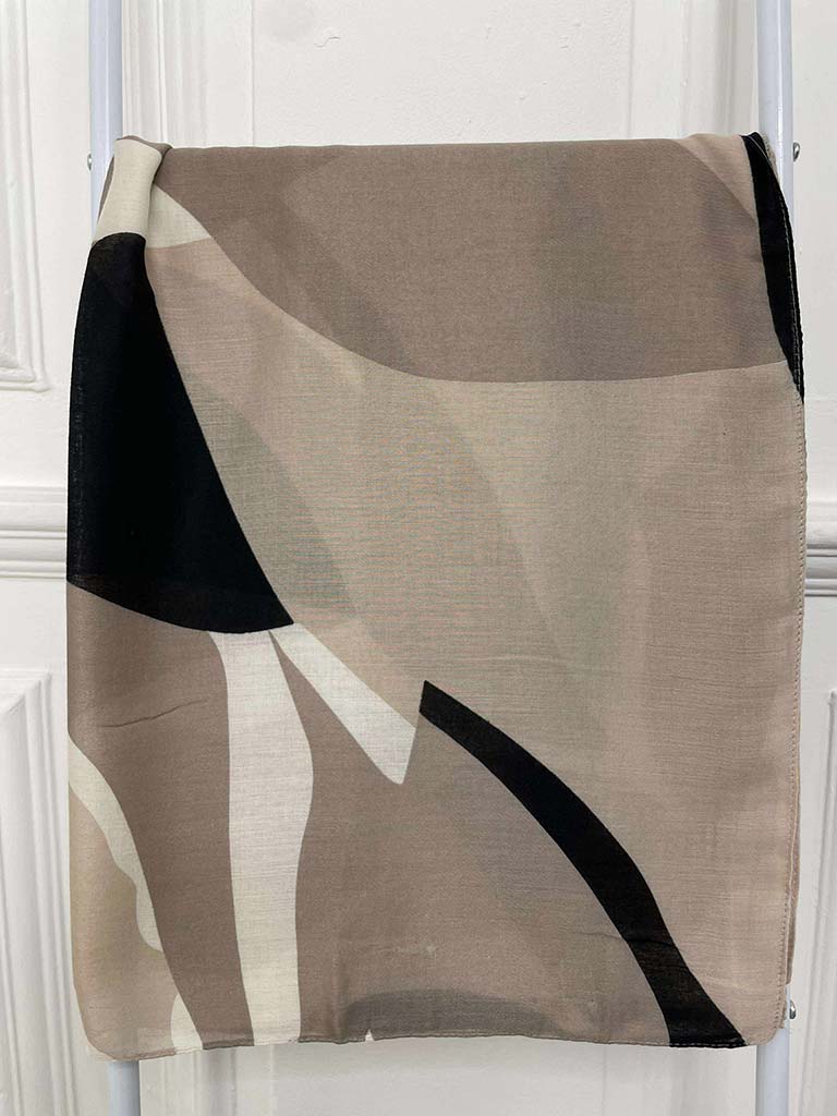 Abstract Print Scarf - Stone