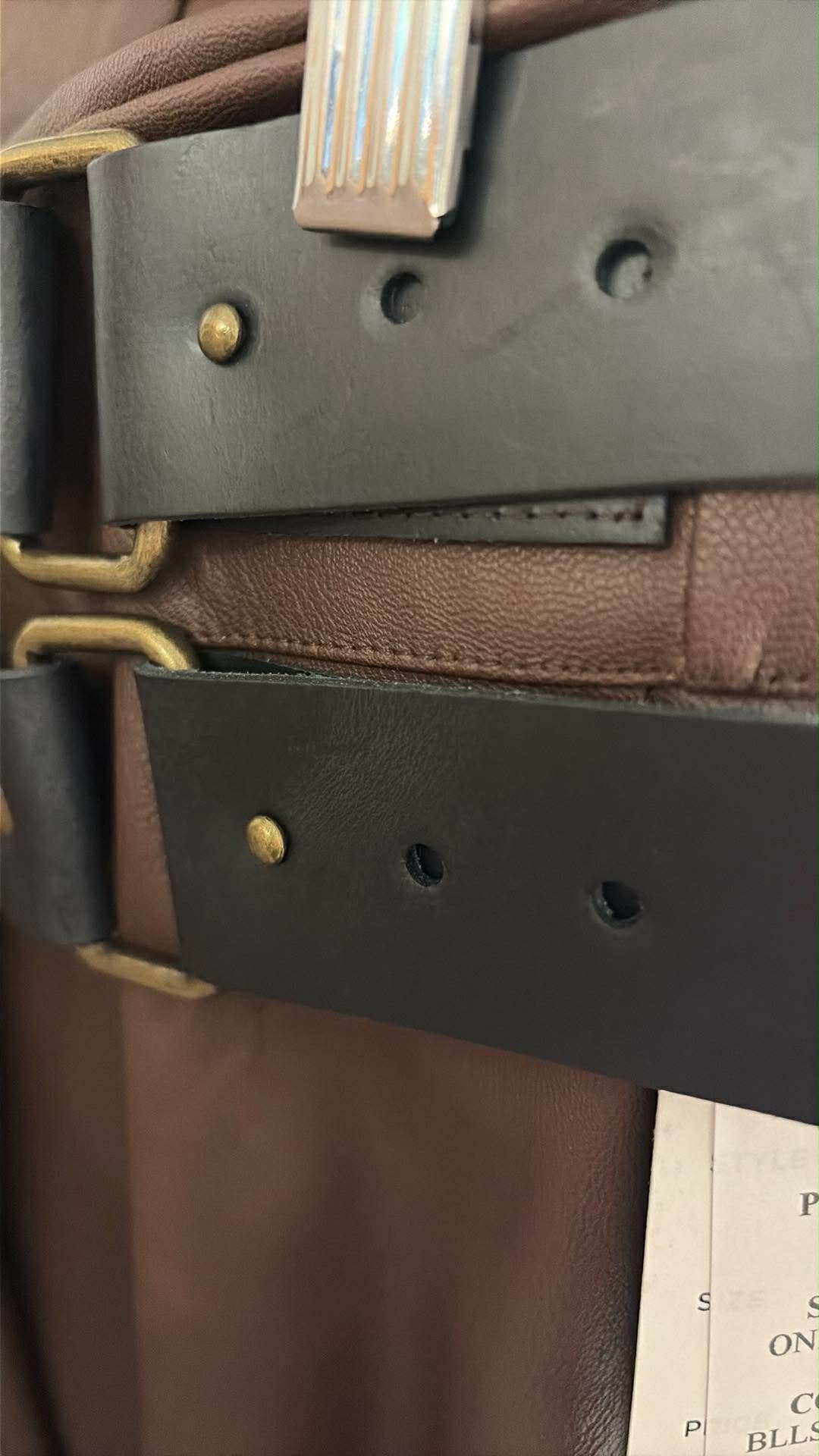 Faux Leather Buckle Skirt - Chocolate