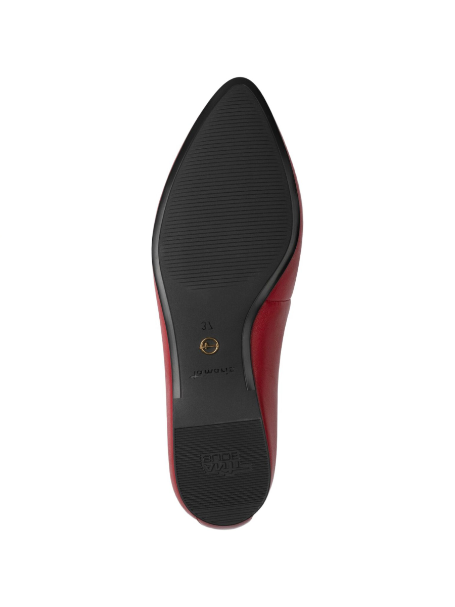 Tamaris Leather Ballet Flats - Red