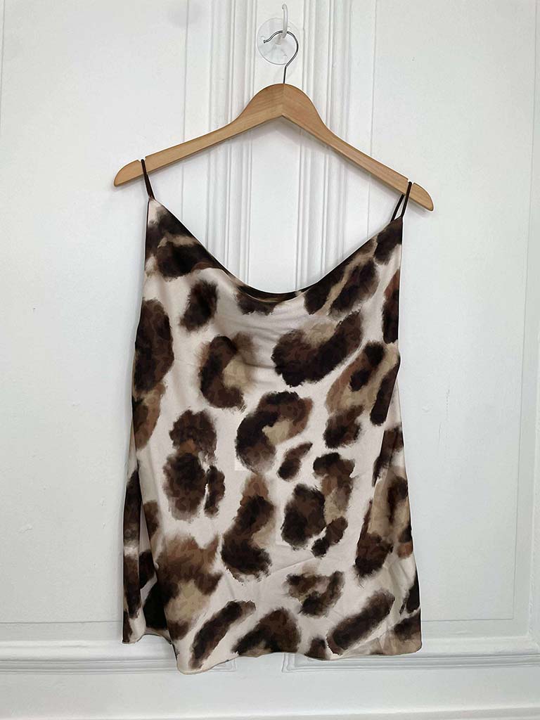 Leopard Draped Cami - Chocolate