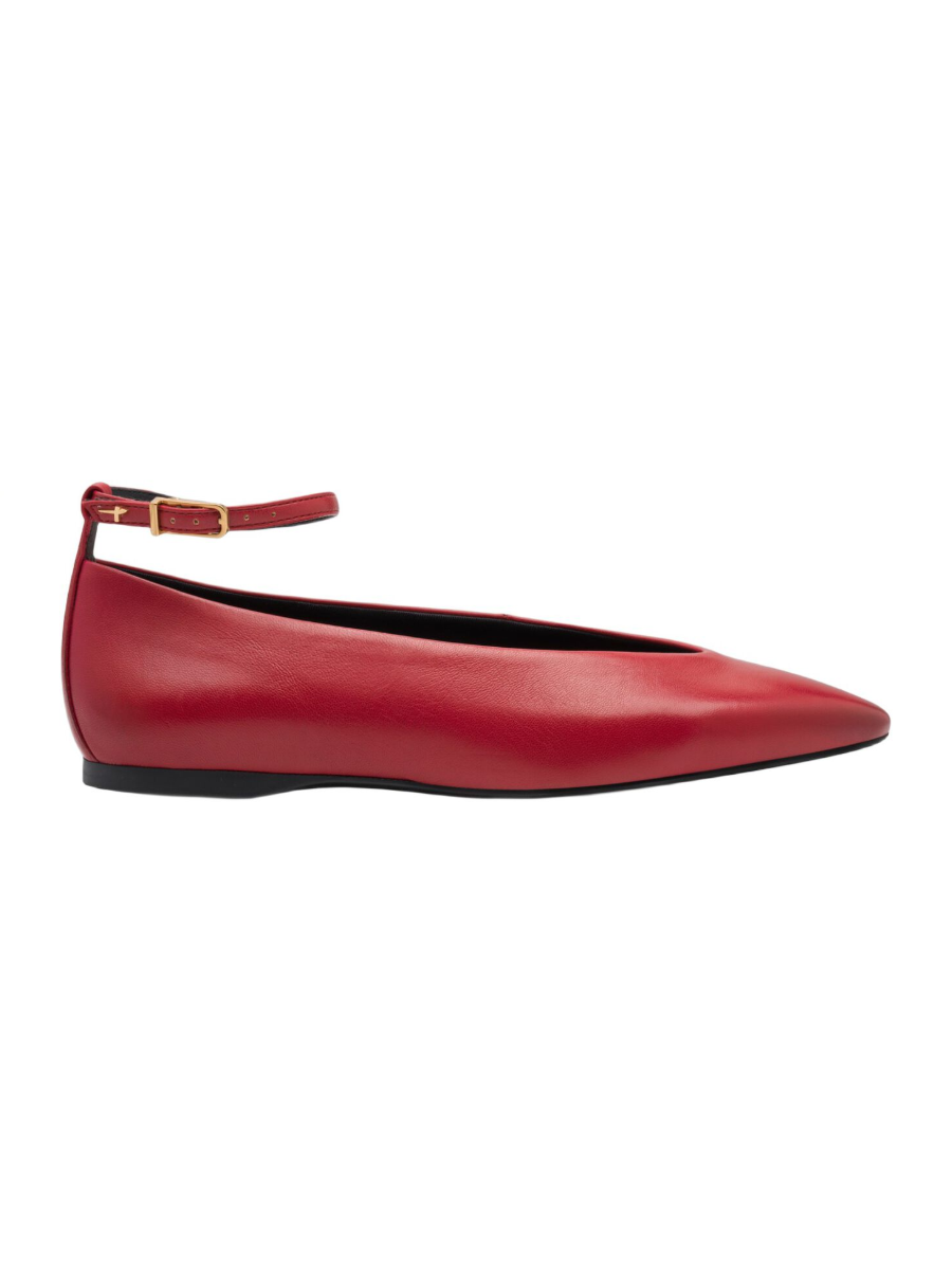 Tamaris Leather Ballet Flats - Red