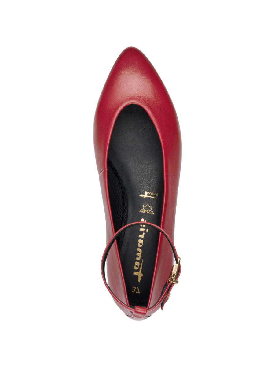 Tamaris Leather Ballet Flats - Red