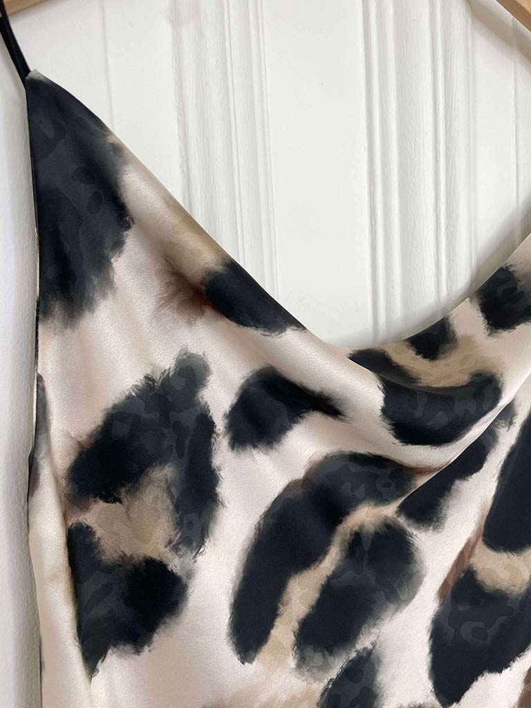 Leopard Draped Cami - Slate