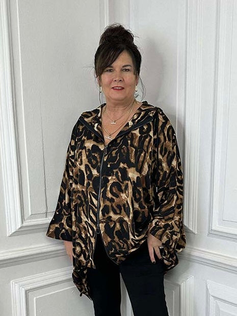 Malissa J Drawstring Hooded Jacket - Leopard